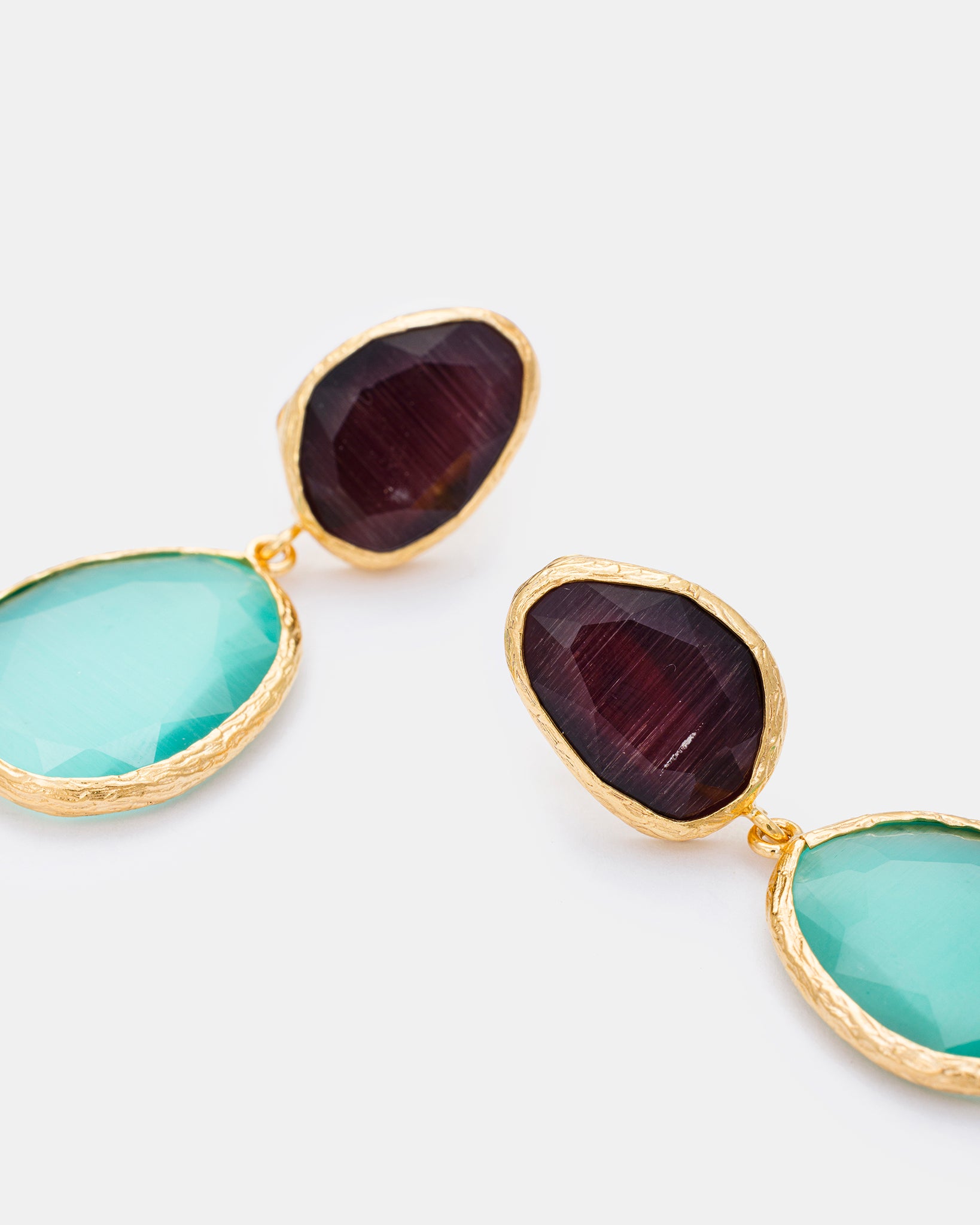 Crimson Glow Cat Eye Earrings
