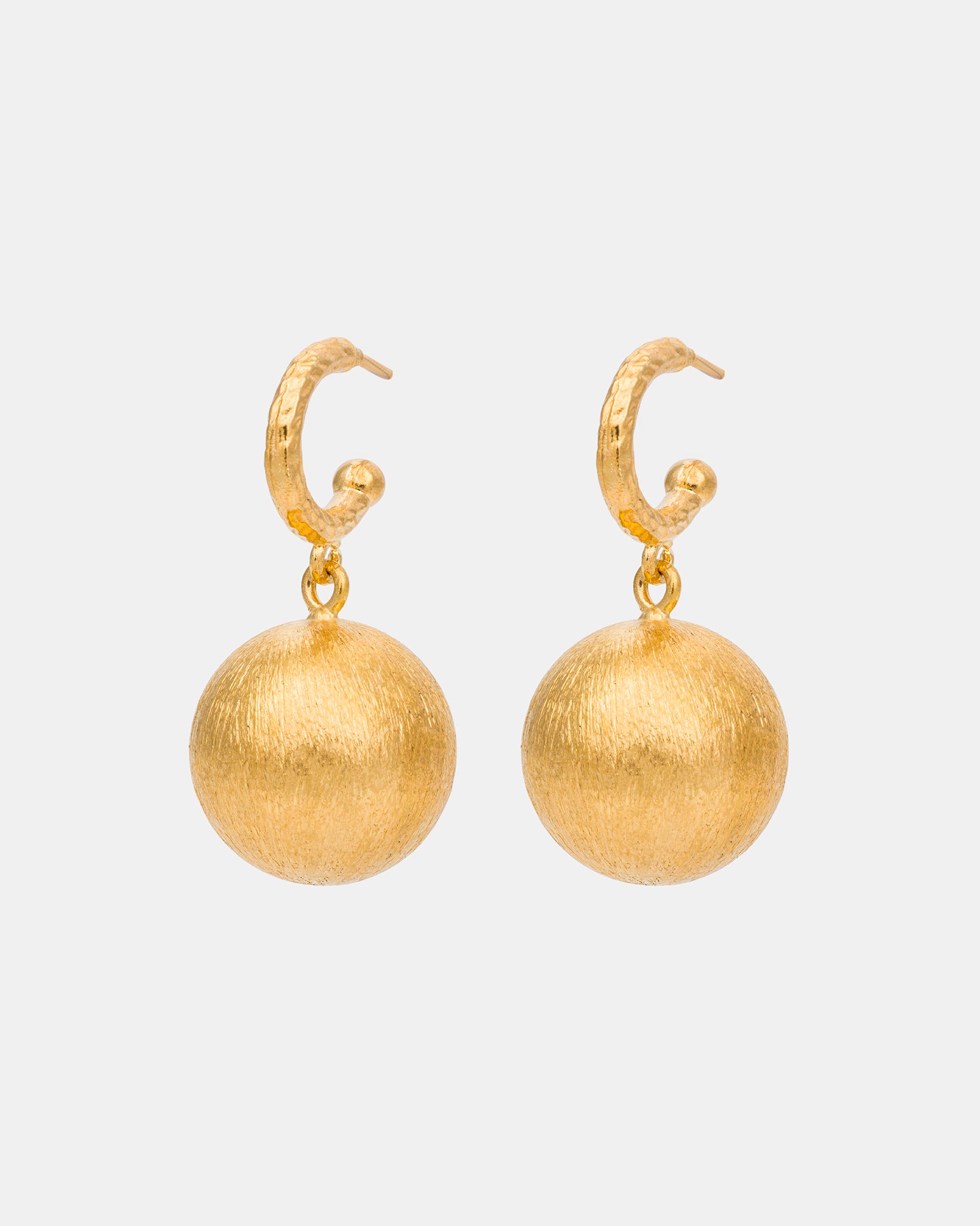 Textured Gold Sphere Drop Earrings
