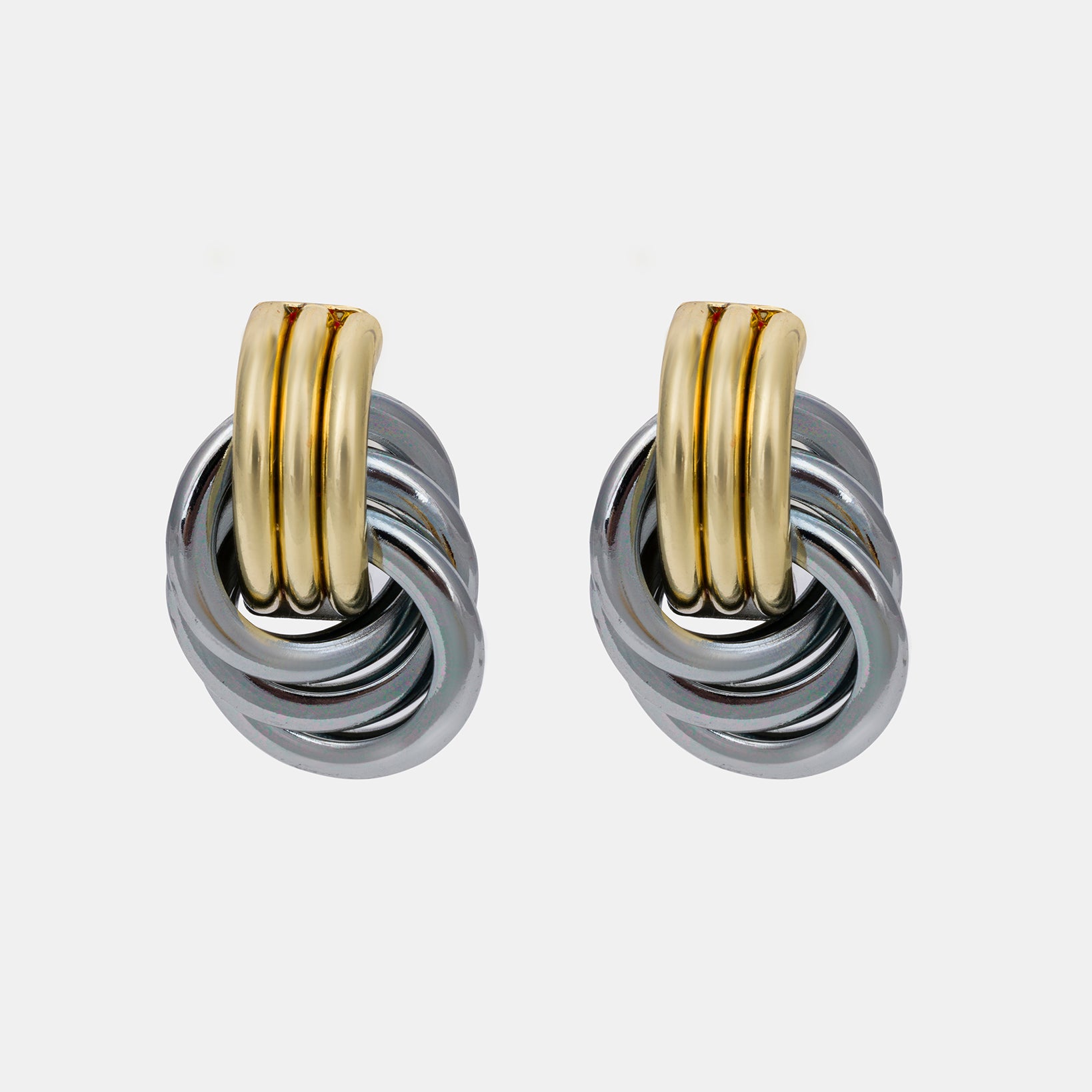 Mixed Twisted Earrings in Silver and Gold