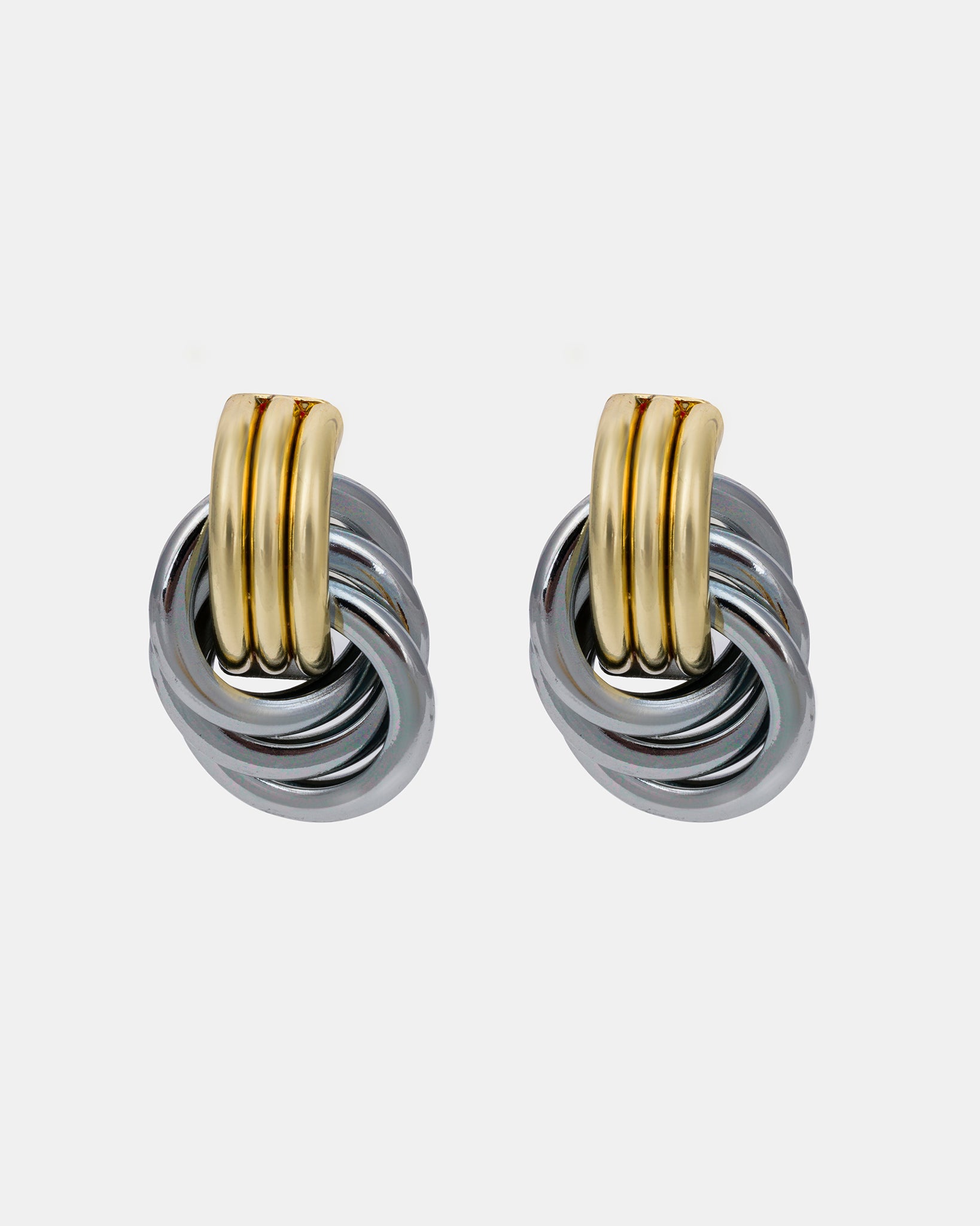 Mixed Twisted Earrings in Silver and Gold