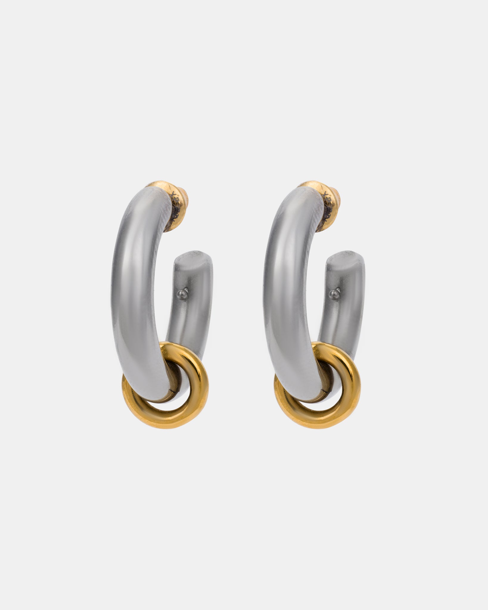 Mini Dual Tone Hoops in Silver and Gold
