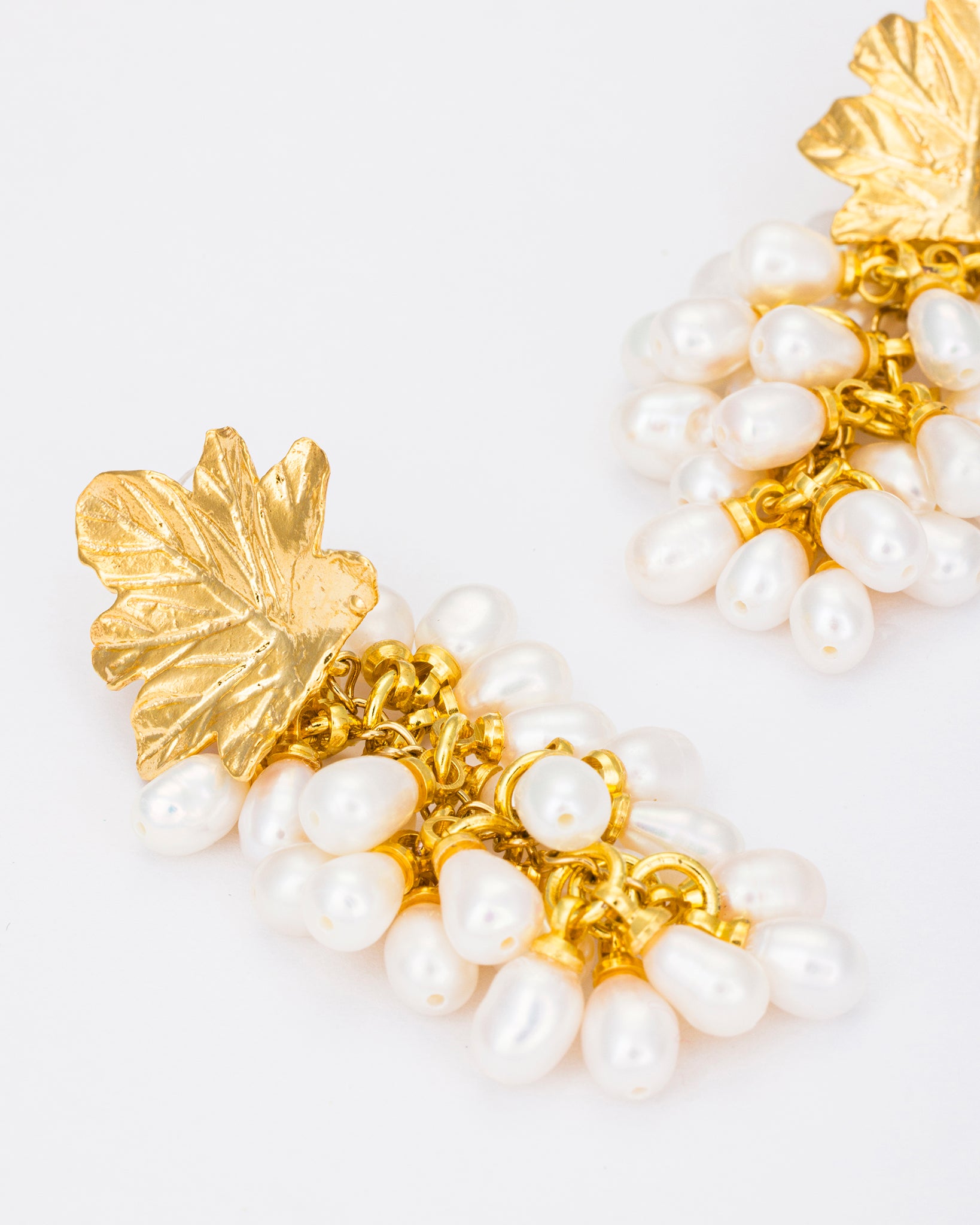 Golden Grape Pearl Drop Earrings