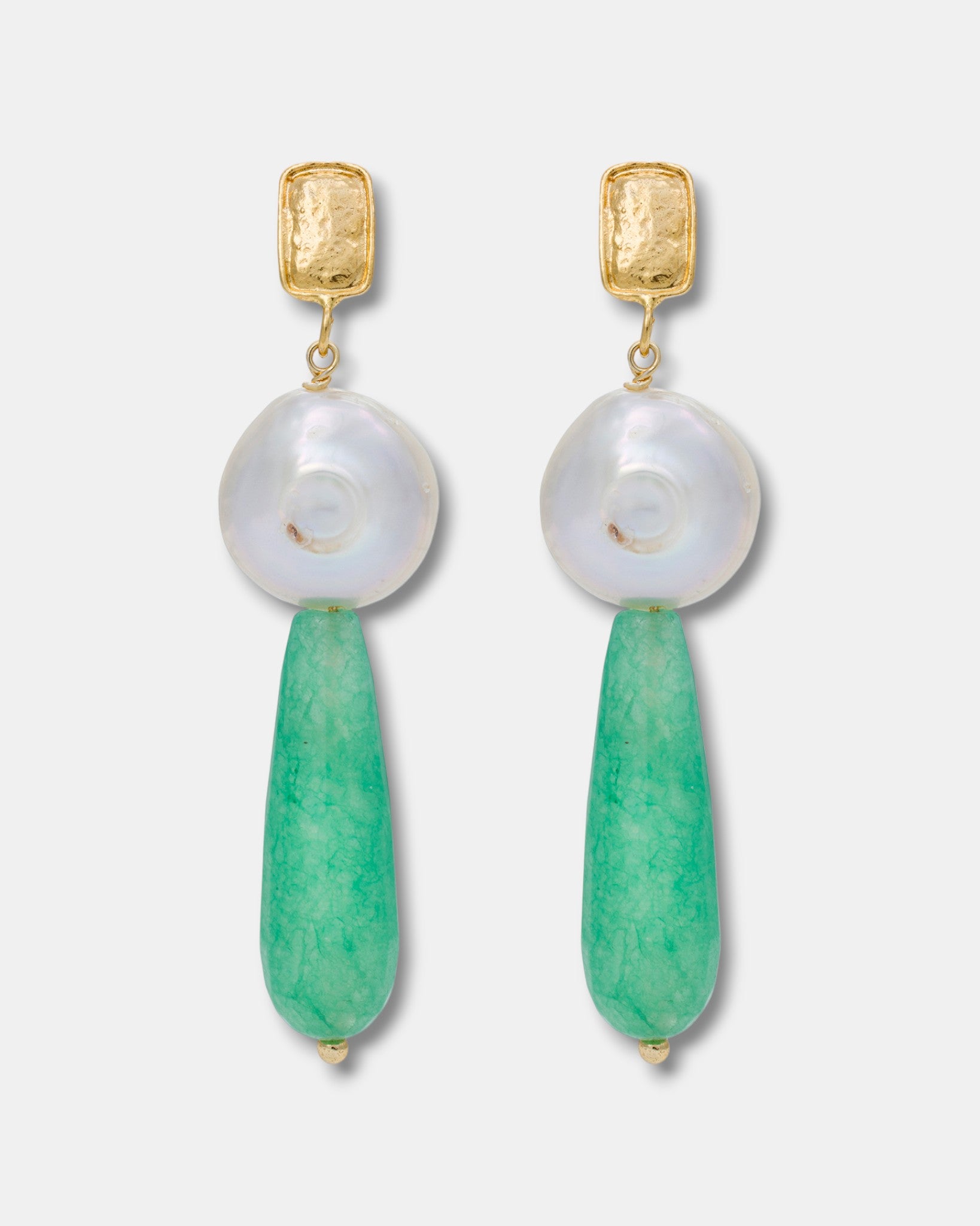 Verdant Bliss Earrings with Aventurine and Pearls