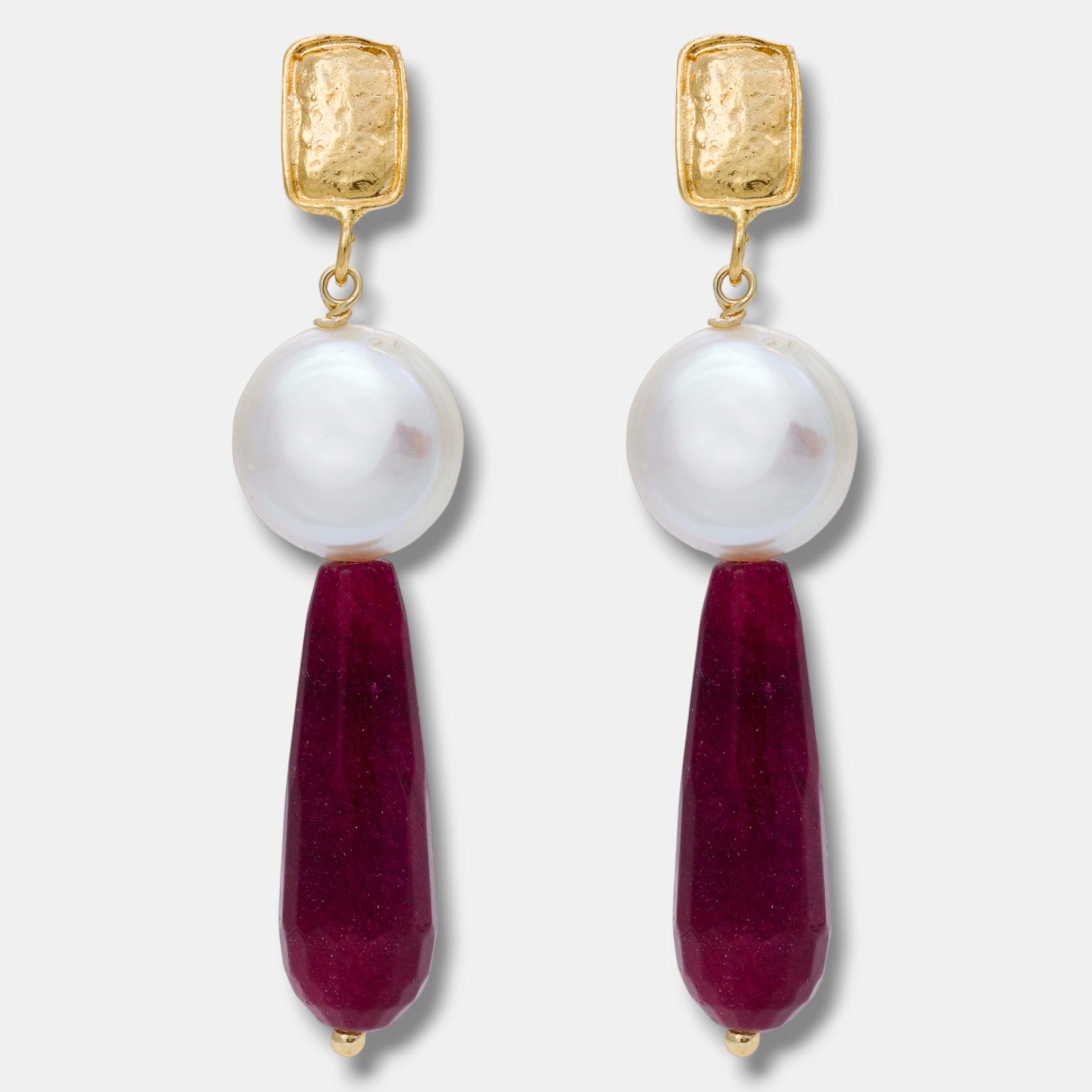 Crimson Radiance Earrings with Ruby and Pearls