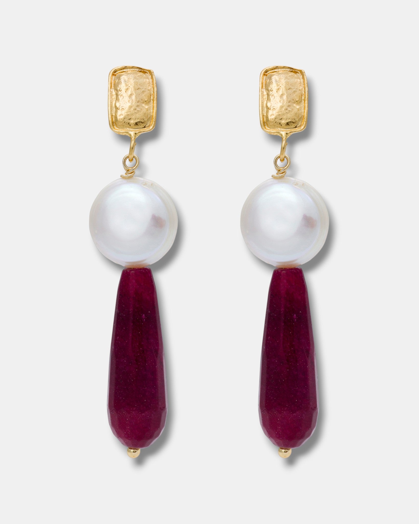 Crimson Radiance Earrings with Ruby and Pearls