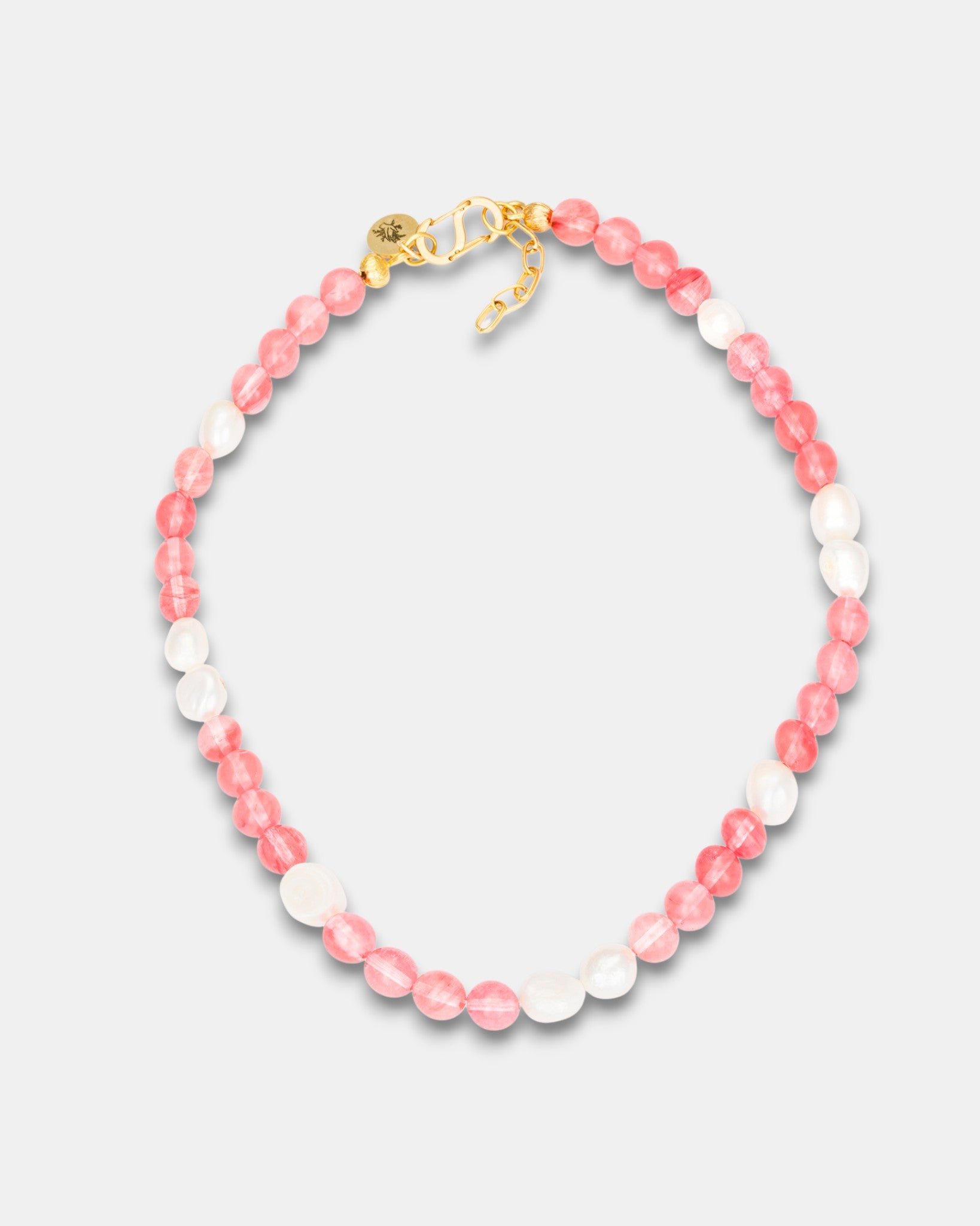 Blush Radiance Necklace with Strawberry Quartz and Pearls