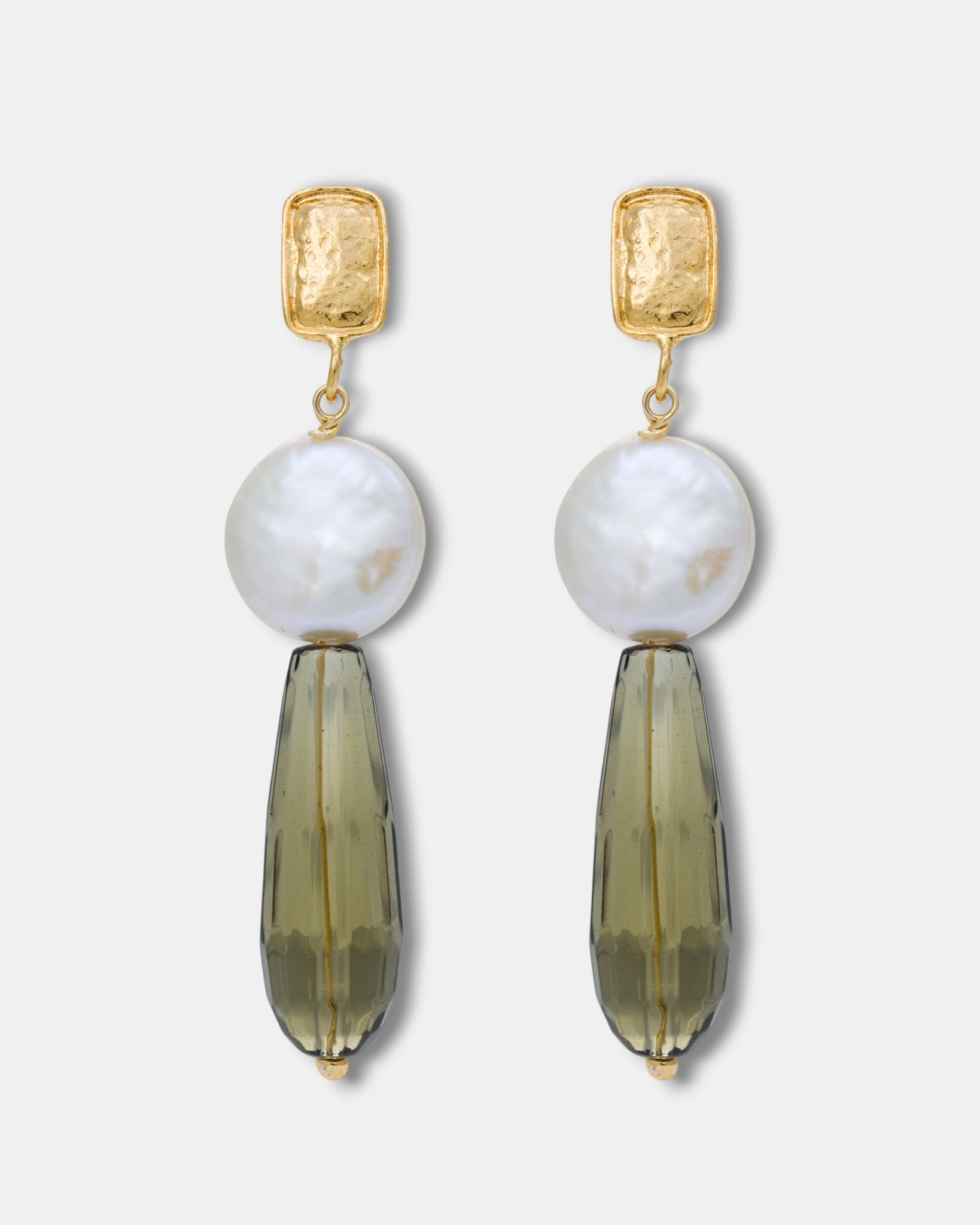 Ethereal Glow Earrings with Smoky Quartz and Pearls