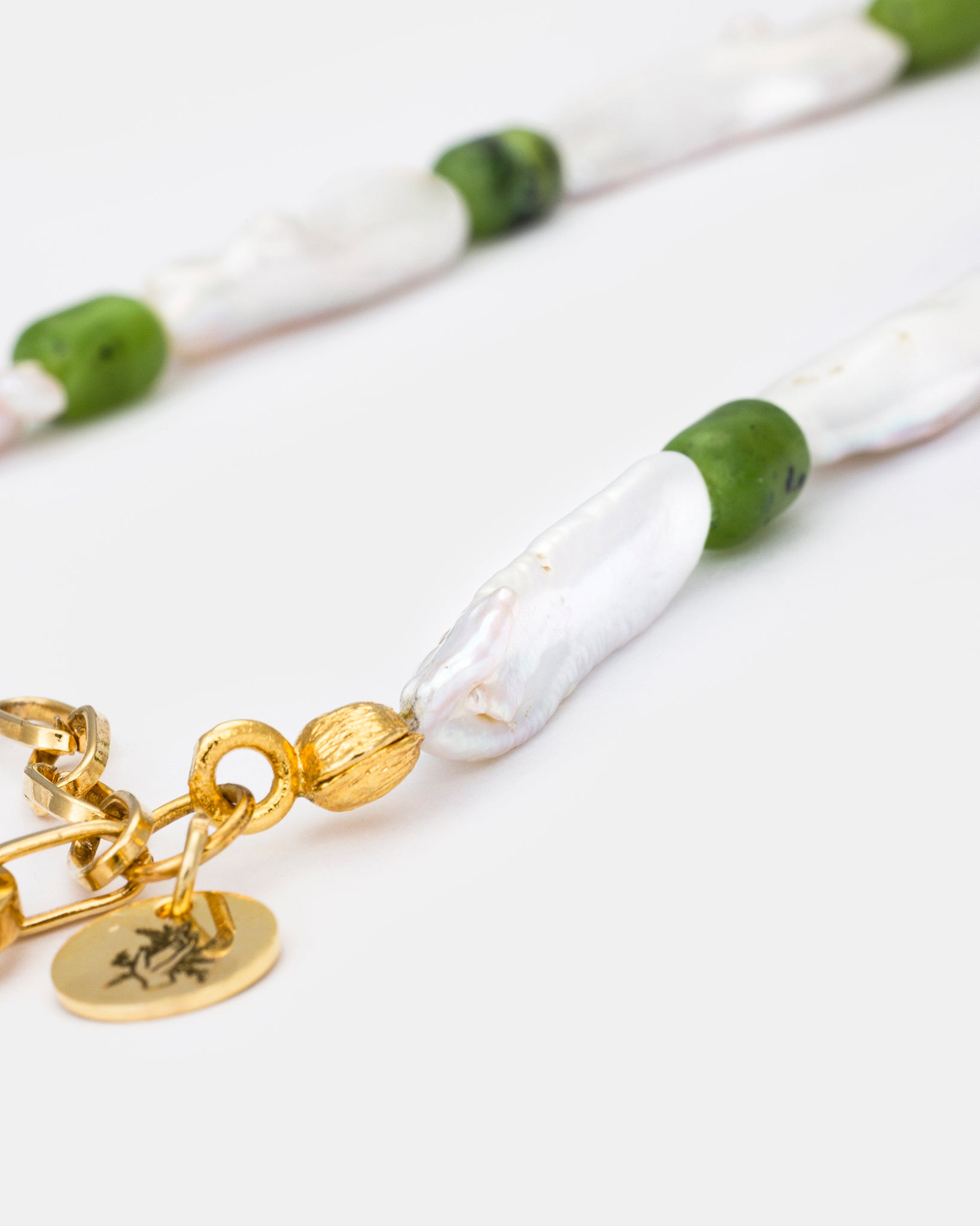 Jade Serenity Necklace with Irregular Baroque Pearls