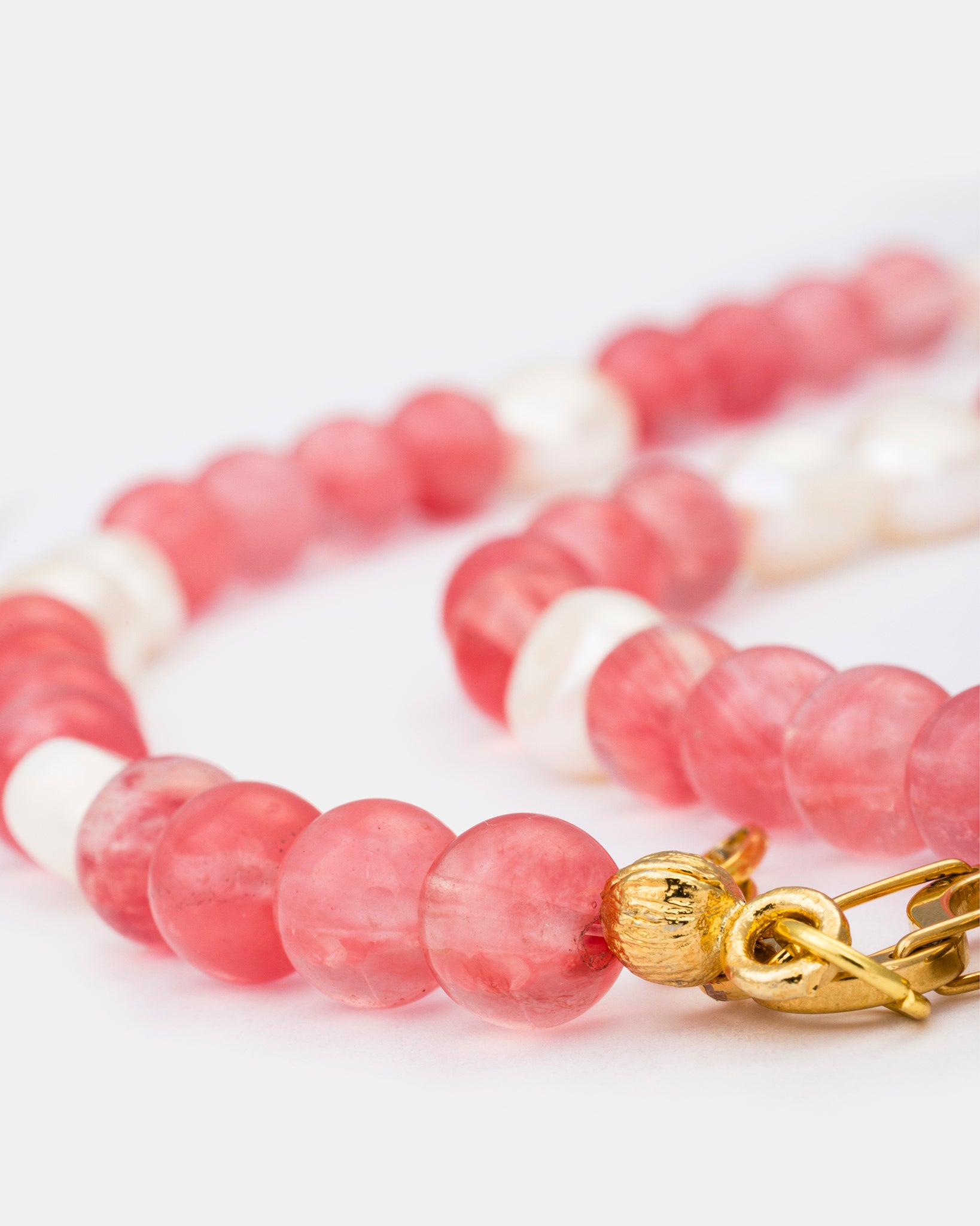 Blush Radiance Necklace with Strawberry Quartz and Pearls