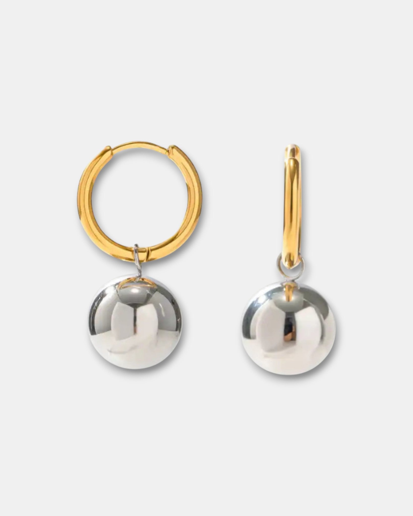 Mixed Ball Charm Hoops in Silver and Gold