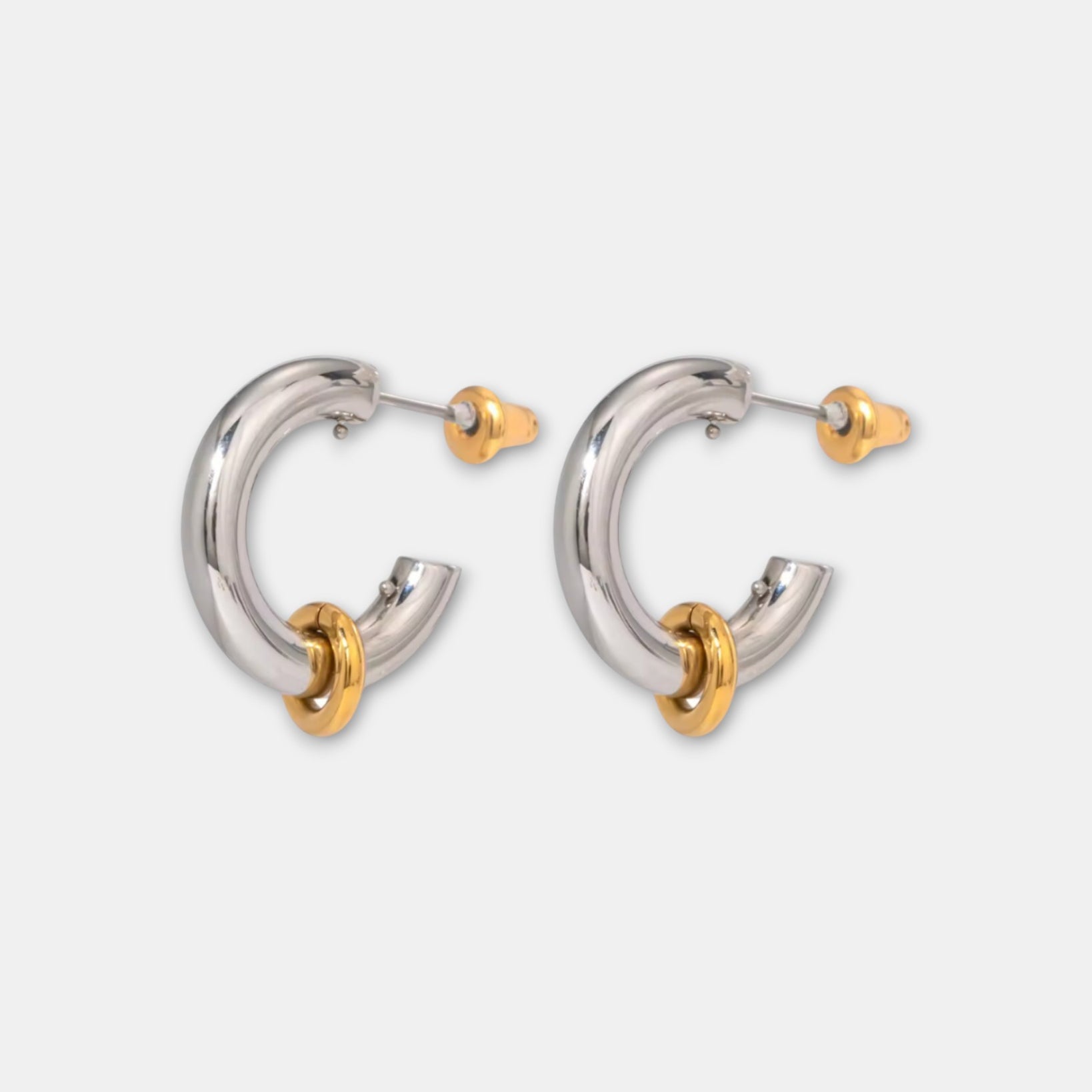 Mini Dual Tone Hoops in Silver and Gold