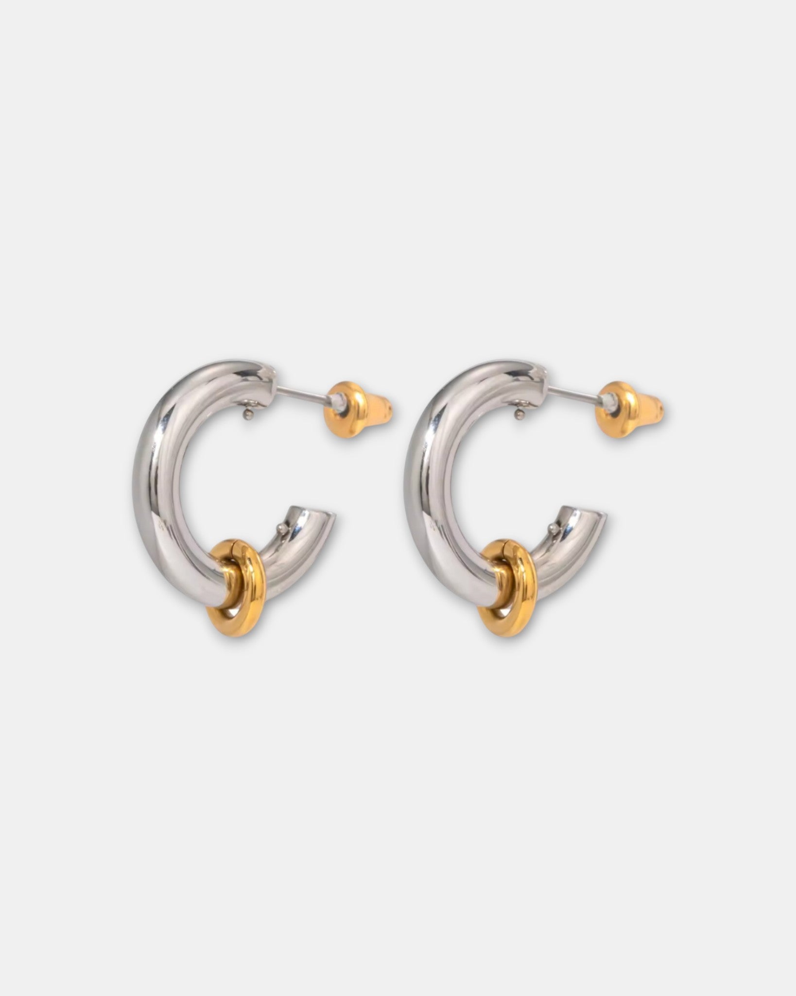 Mini Dual Tone Hoops in Silver and Gold