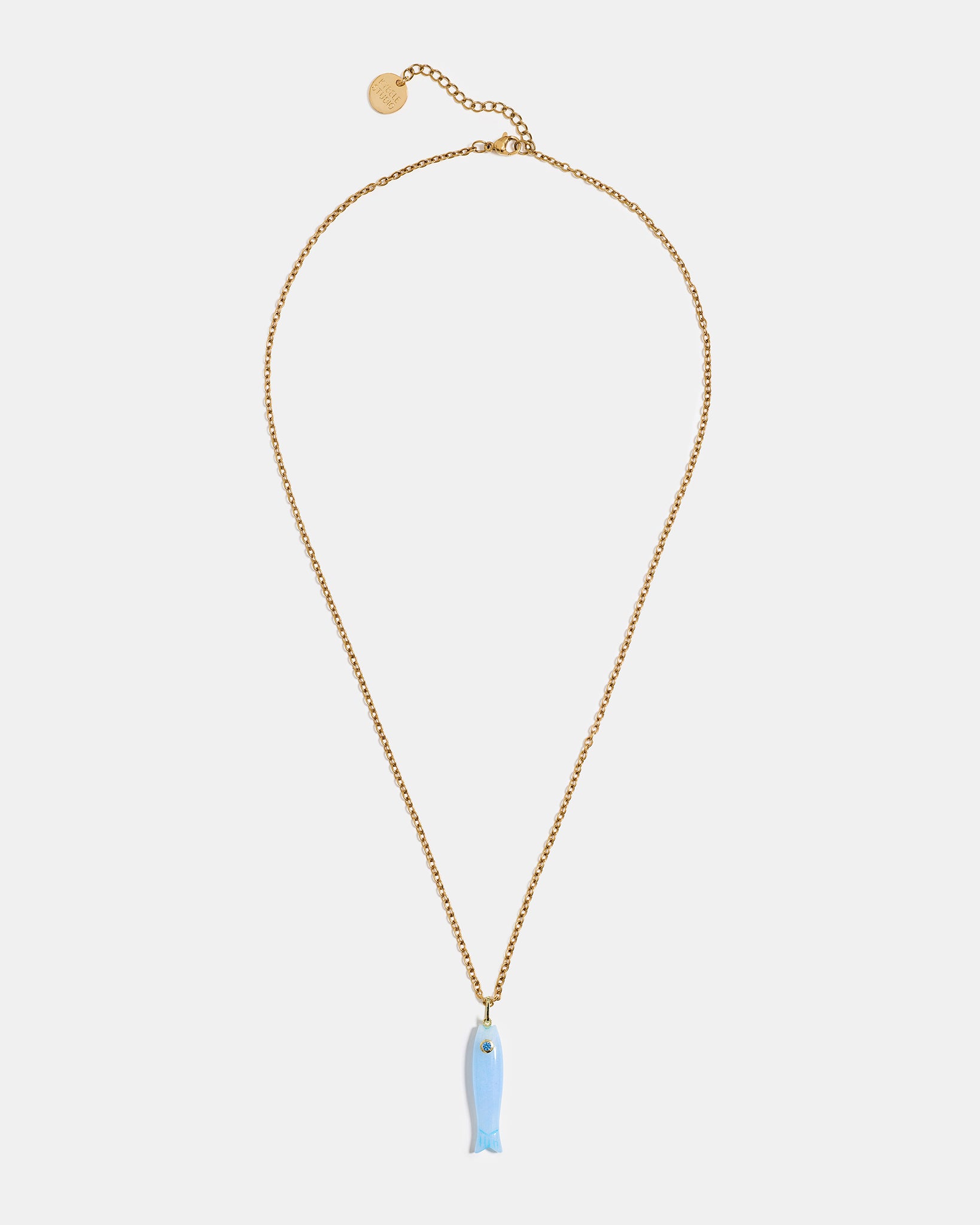 Blue Quartz Fish Pendant Necklace