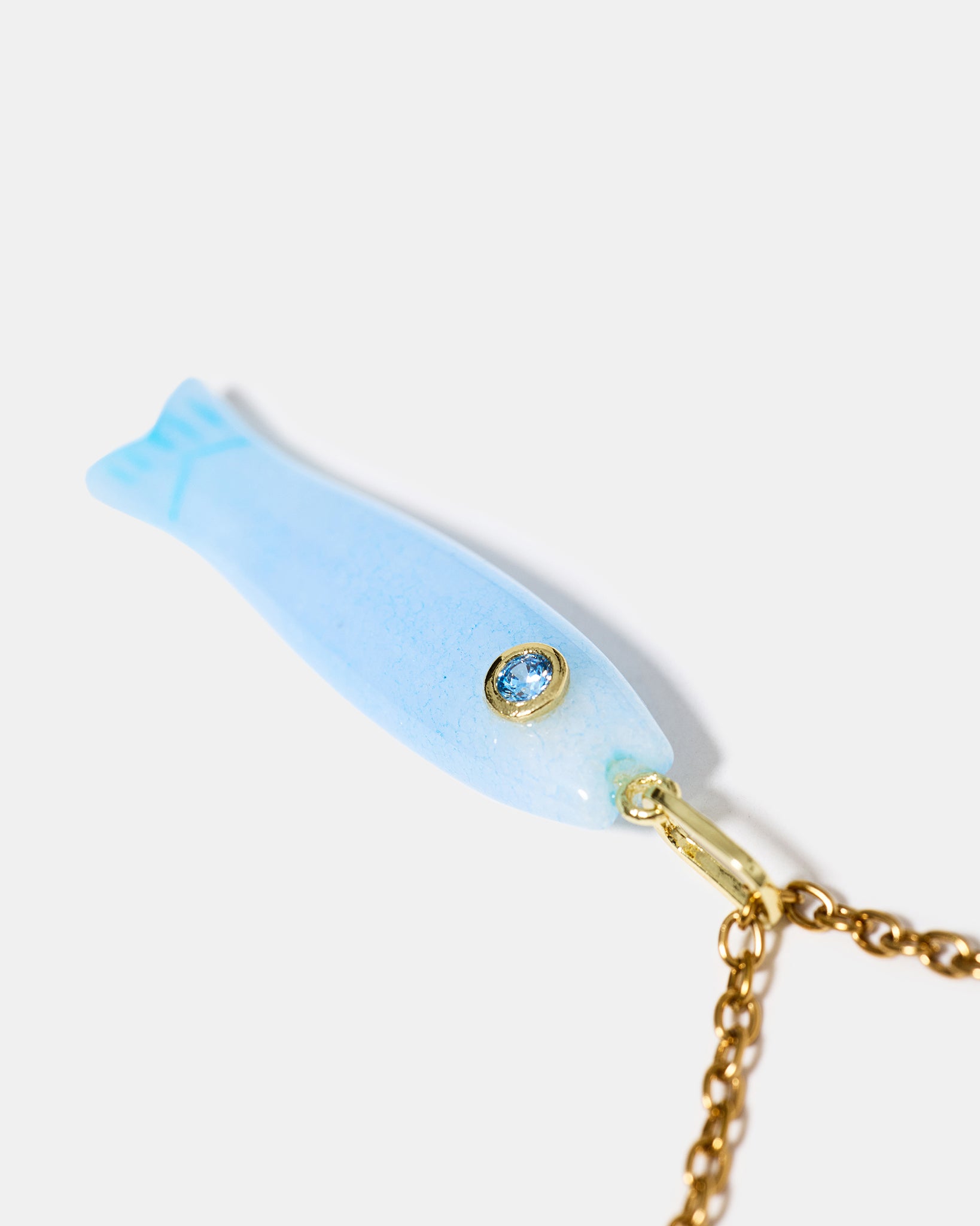 Blue Quartz Fish Pendant Necklace