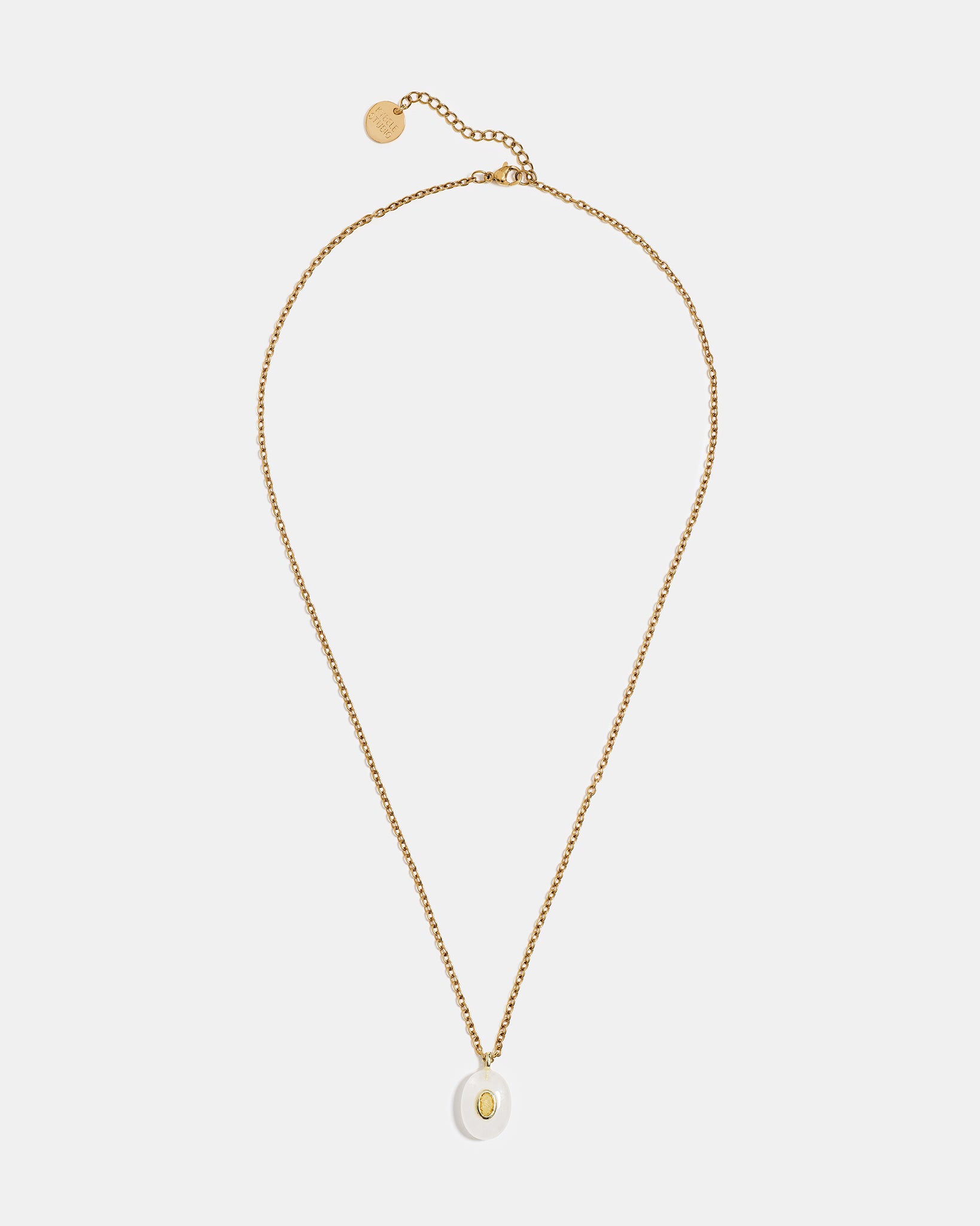Moon Tide Crystal Quartz Oval Pendant Necklace
