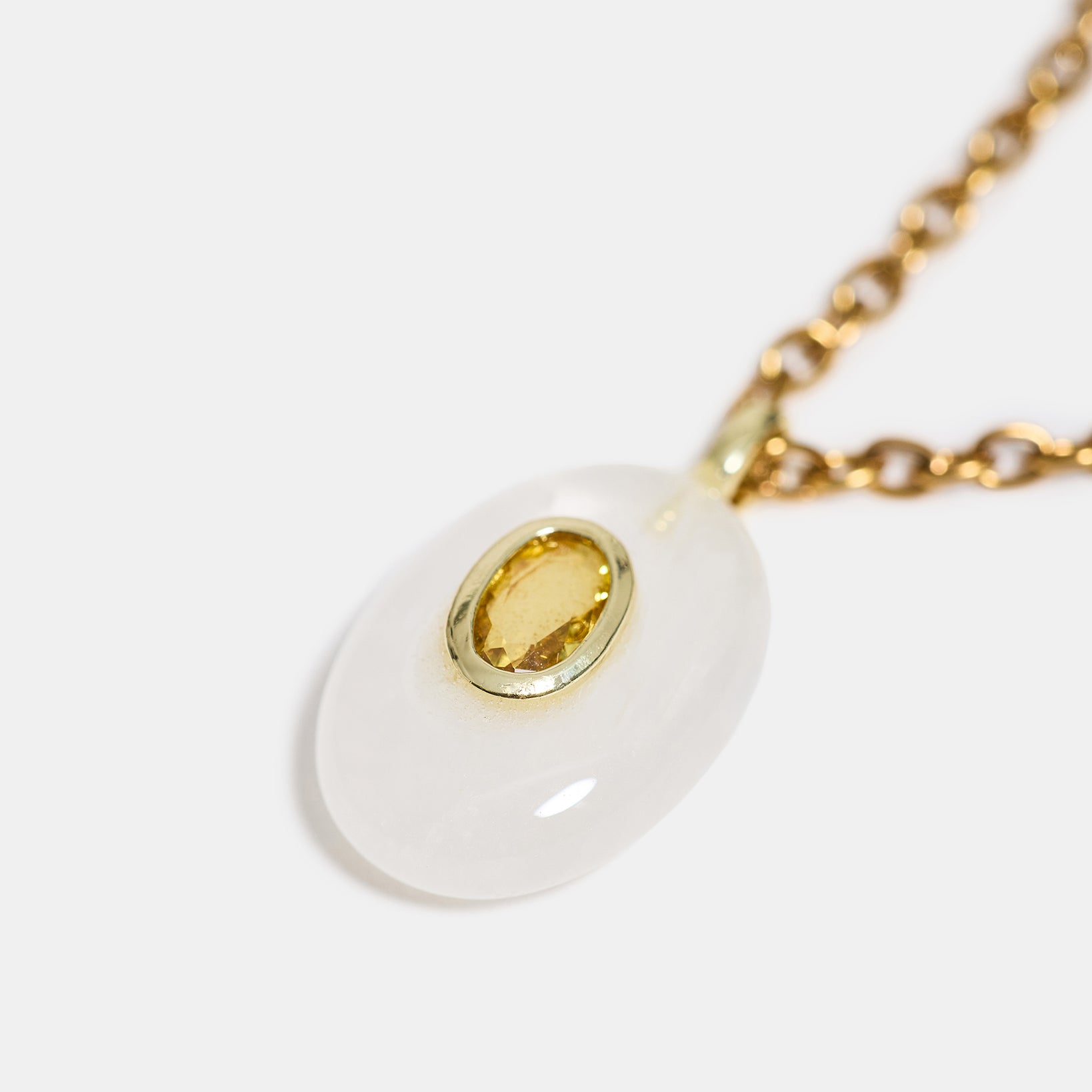Moon Tide Crystal Quartz Oval Pendant Necklace