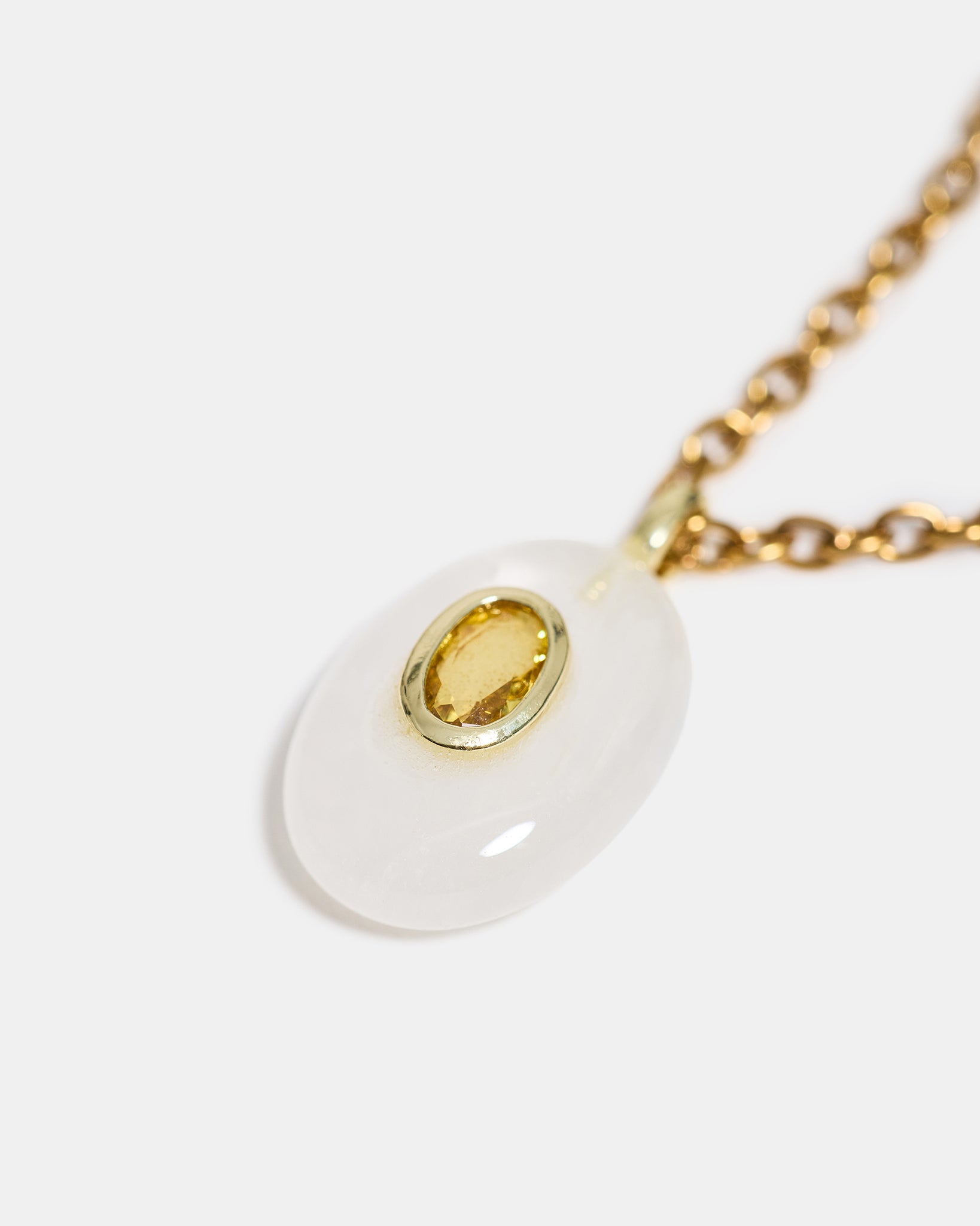 Moon Tide Crystal Quartz Oval Pendant Necklace