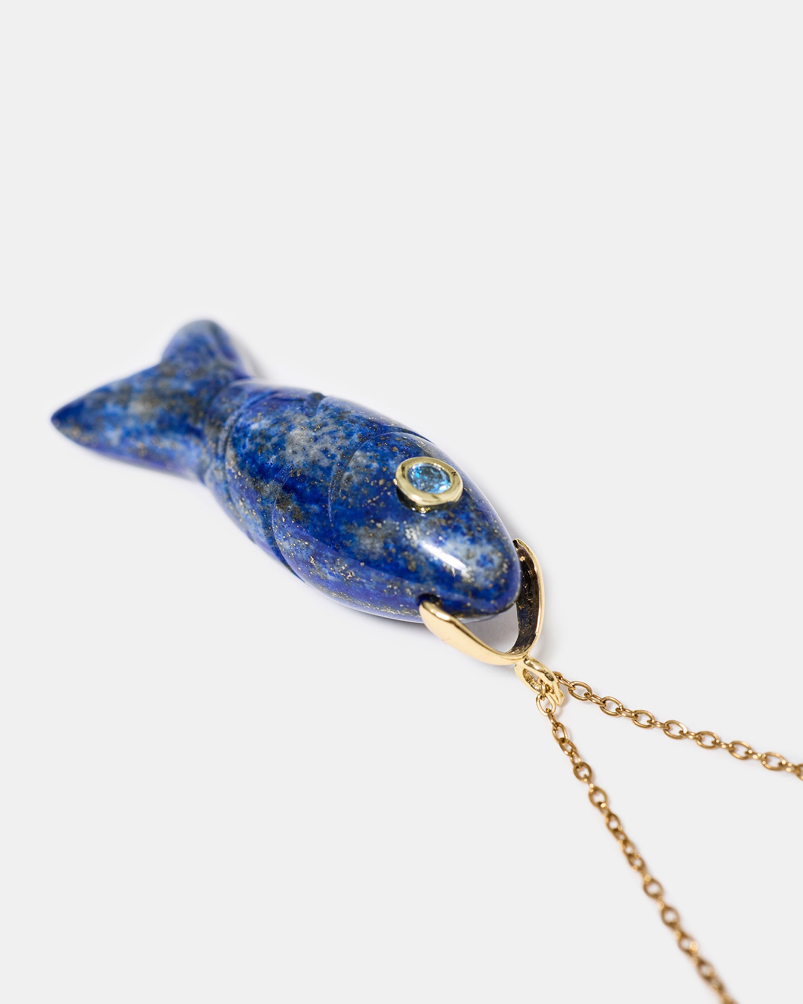 Lapis Lazuli Fish Pendant Necklace