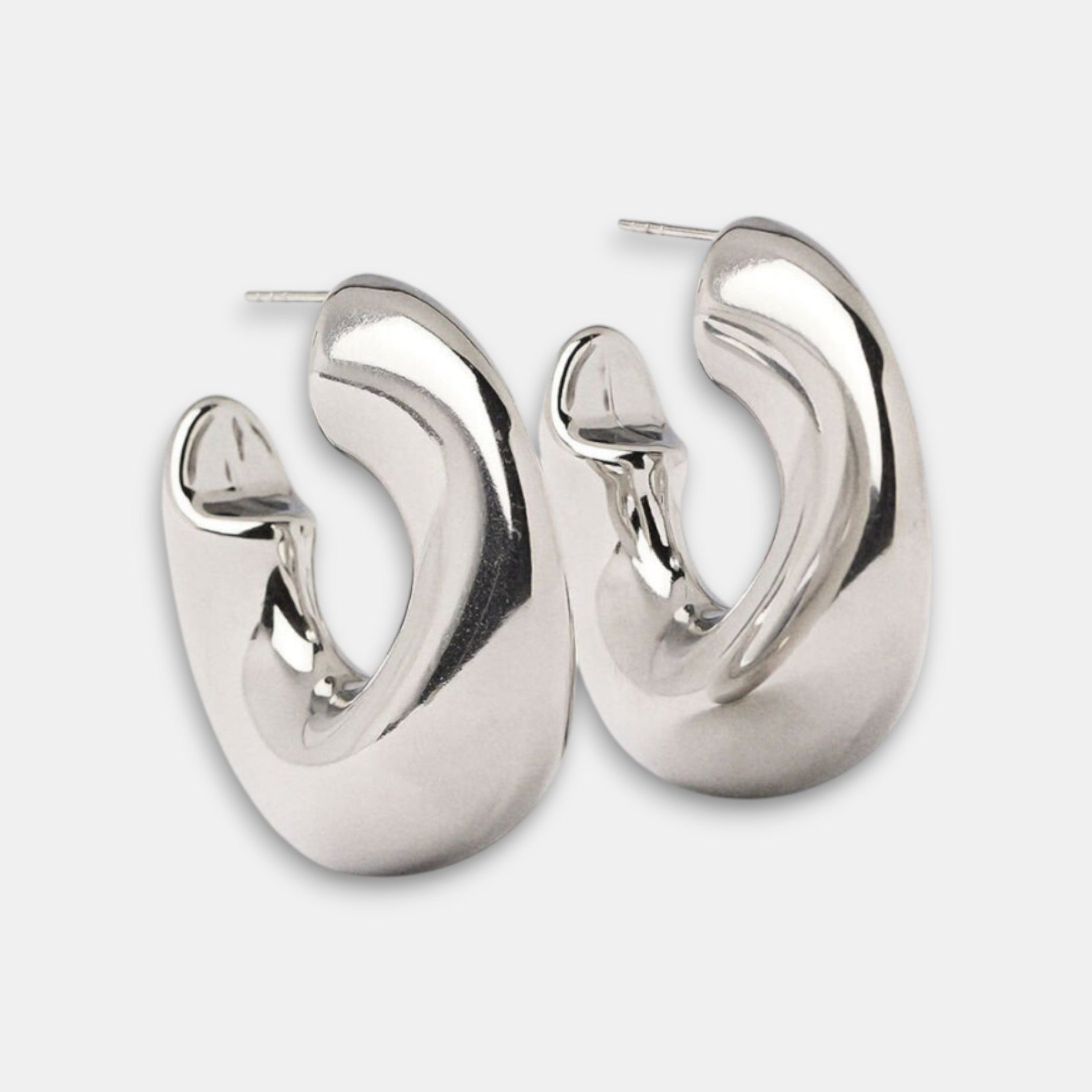 Liquid Silver Hoops in Silver