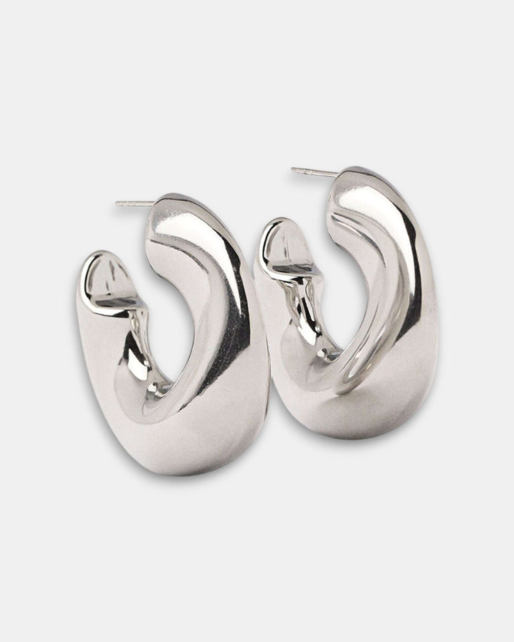 Liquid Silver Hoops in Silver