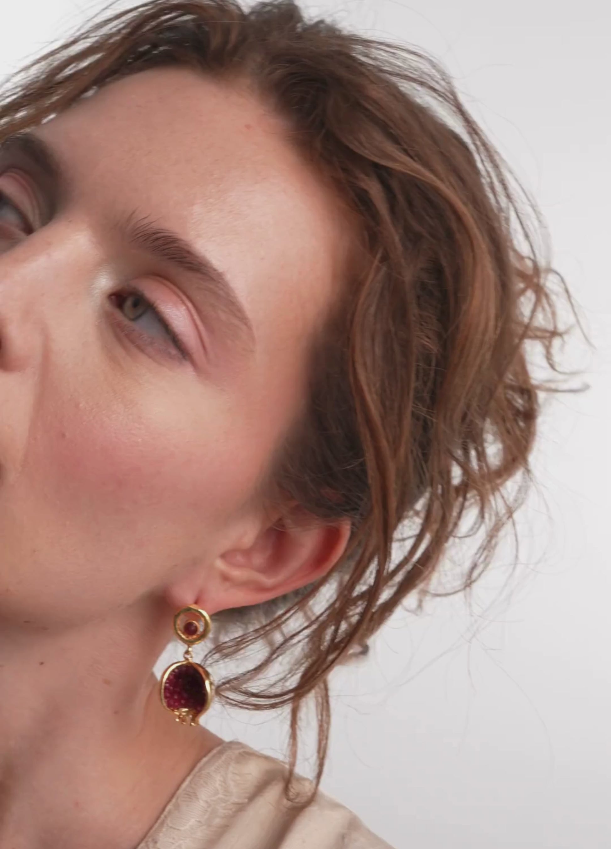 Pomegranate Earrings with Jade Accents