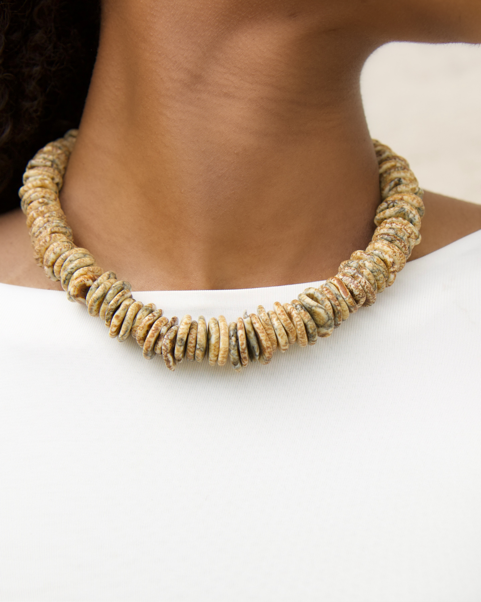 Soleil Clay Necklace in Sand Howlite