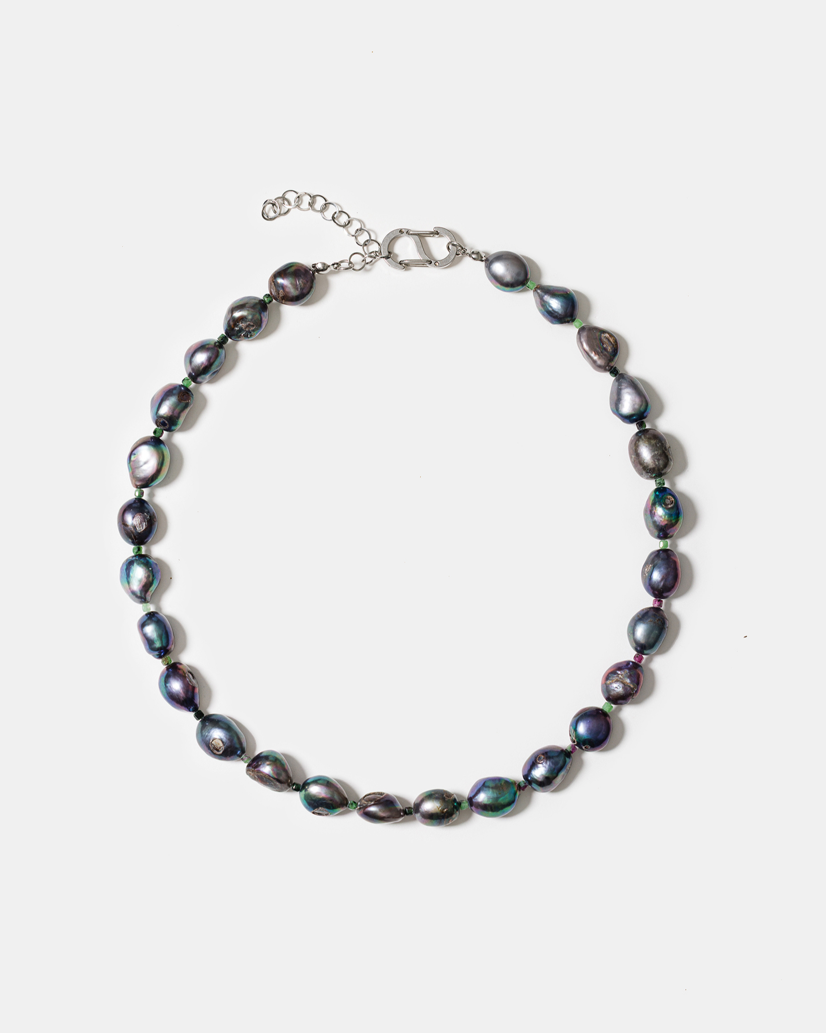 Palermo Necklace with Dark Baroque Pearls and Serpentine Accents