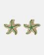 Green zircon starfish stud earrings