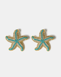 Turquoise zircon starfish stud earrings