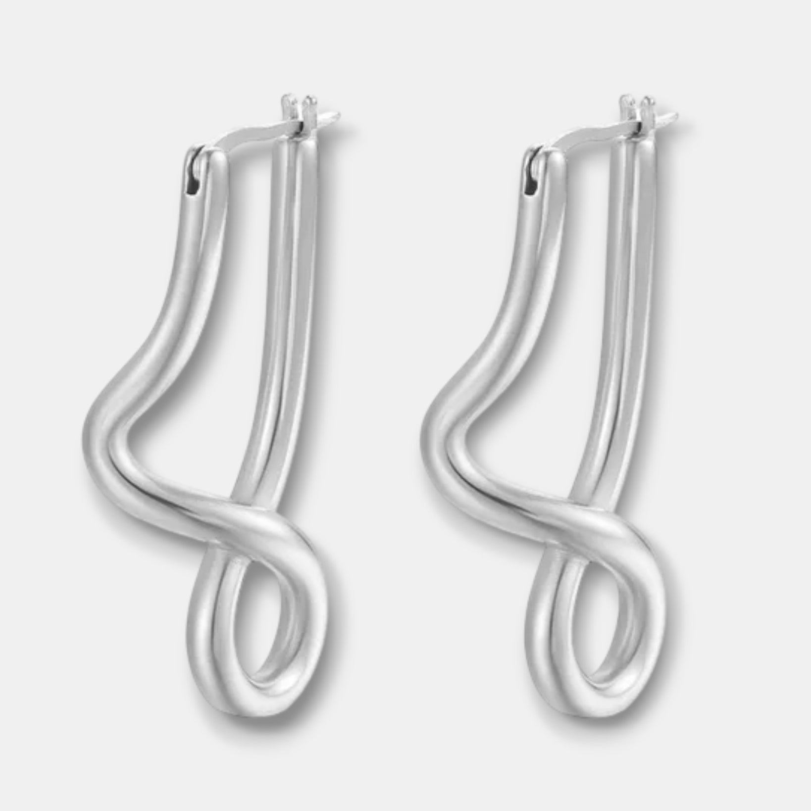 Wavy Silver Drop Earrings in Silver